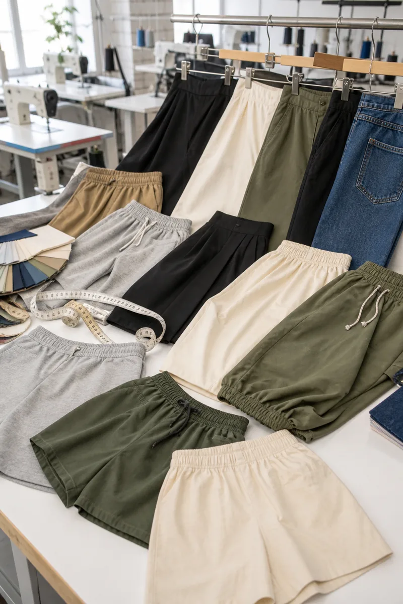 Pants and shorts in denim, twill and casual fabrics